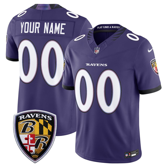 Men's Baltimore Ravens Active Player Custom Purple 2026 F.U.S.E Vapor Stitched Limited Football Jersey